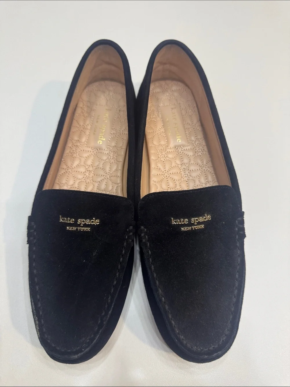 kate spade Black Suede Espadrille-Style Loafers